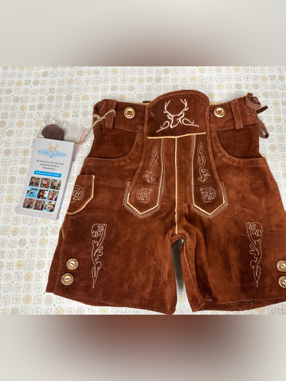 Bavaria Trachten Tan Suede Lederhosen Shorts